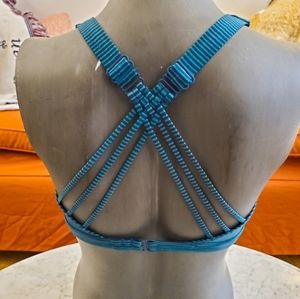 Teal, Striped Prana Bathing Suit Top in 34D